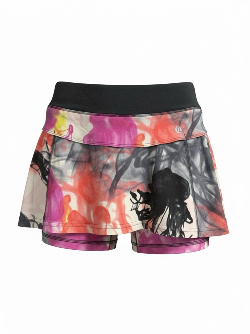 lululemon athletica Multicolor Ink-Splash Athletic Shorts - Black Waistband